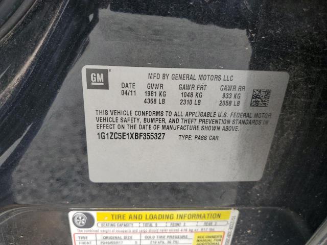 1G1ZC5E1XBF355327 - 2011 CHEVROLET MALIBU 1LT შავი ფოტო 12