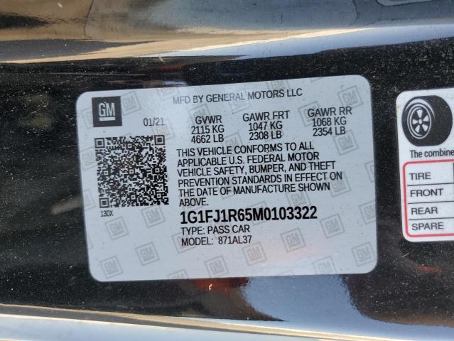 1G1FJ1R65M0103322 - 2021 CHEVROLET CAMARO ZL1 黑色 照片 12