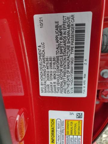 1HGCV1F35MA119623 - 2021 HONDA ACCORD SPORT RED photo 12