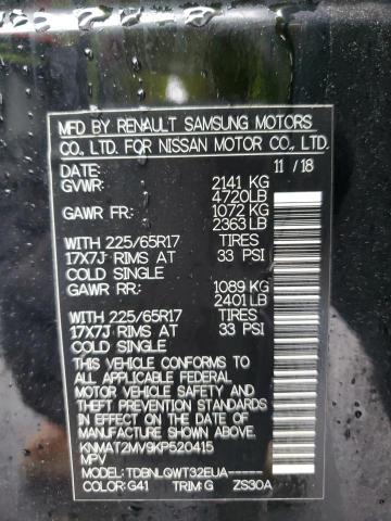 KNMAT2MV9KP520415 - 2019 NISSAN ROGUE S BLACK photo 13