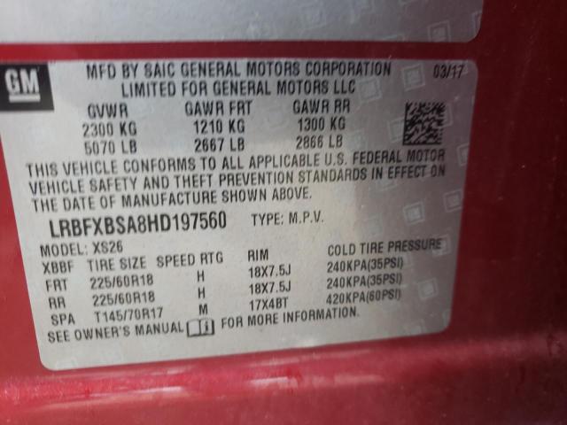 LRBFXBSA8HD197560 - 2017 BUICK ENVISION ESSENCE Շագանակագույն լուսանկար 13