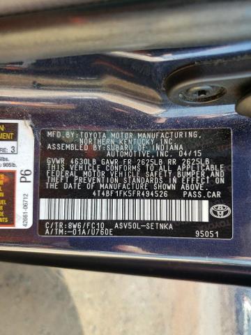 4T4BF1FK5FR494526 - 2015 TOYOTA CAMRY LE BLUE photo 13