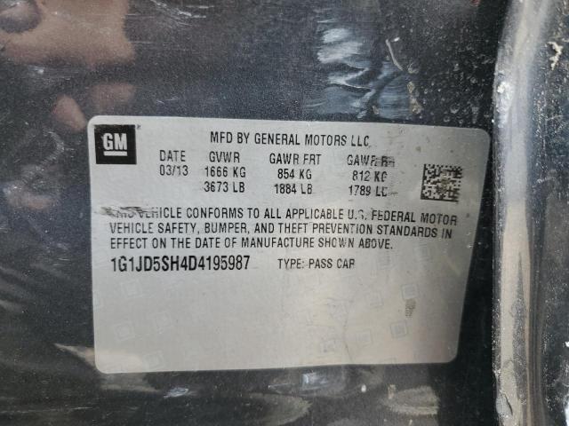 1G1JD5SH4D4195987 - 2013 CHEVROLET SONIC LT ნაცრისფერი ფოტო 12