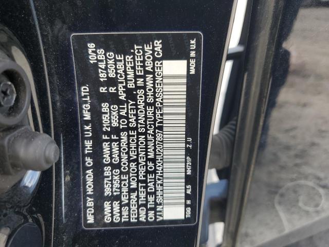 SHHFK7H4XHU207897 - 2017 HONDA CIVIC SPORT BLACK photo 12