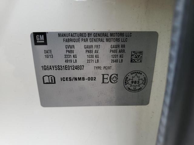 1G6AY5S31E0124807 - 2014 CADILLAC CTS PERFORMANCE COLLECTION Ақ фото 13