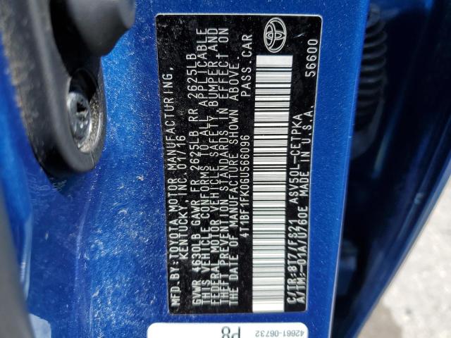 4T1BF1FK0GU566096 - 2016 TOYOTA CAMRY LE BLUE photo 12