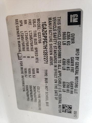 1GAZGPFG7H1287271 - 2017 CHEVROLET EXPRESS G3 LT WHITE photo 13