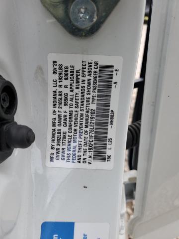 19XFC1F76LE219102 - 2020 HONDA CIVIC EXL თეთრი ფოტო 12