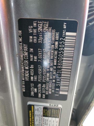 5XYZT3LB8DG059052 - 2013 HYUNDAI SANTA FE S GRAY photo 12