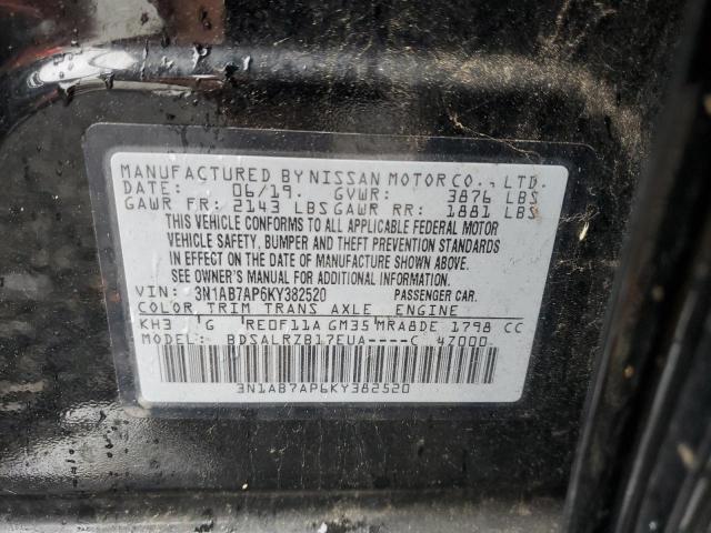 3N1AB7AP6KY382520 - 2019 NISSAN SENTRA S BLACK photo 13
