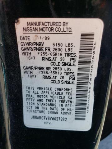 JN8AR07Y6YW427282 - 2000 NISSAN PATHFINDER LE BLACK photo 13