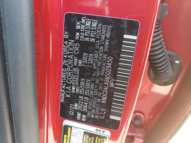 KNDC34LA6N5029450 - 2022 KIA EV6 LIGHT RED photo 12