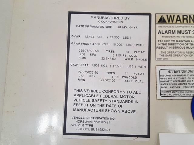 4DRBUAAN85A982421 - 2005 IC CORPORATION 3000  photo 10