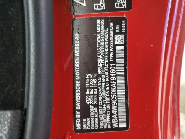 WBA4W9C50KAF94601 - 2019 BMW 440XI RED photo 12