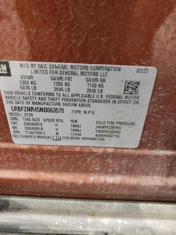 LRBFZNR45ND063578 - 2022 BUICK ENVISION ESSENCE BROWN photo 12