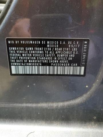 3VWDB7AJ1HM393976 - 2017 VOLKSWAGEN JETTA SE 石墨色 照片 12