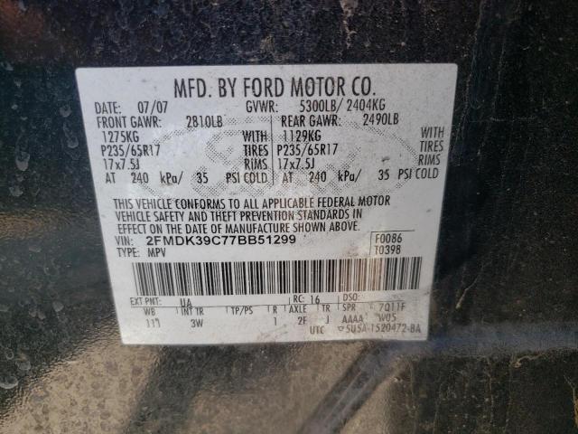 2FMDK39C77BB51299 - 2007 FORD EDGE SEL PLUS BLACK photo 13