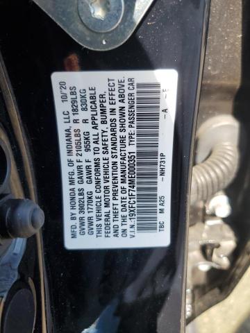 19XFC1F74ME000351 - 2021 HONDA CIVIC EXL 黑色 照片 12