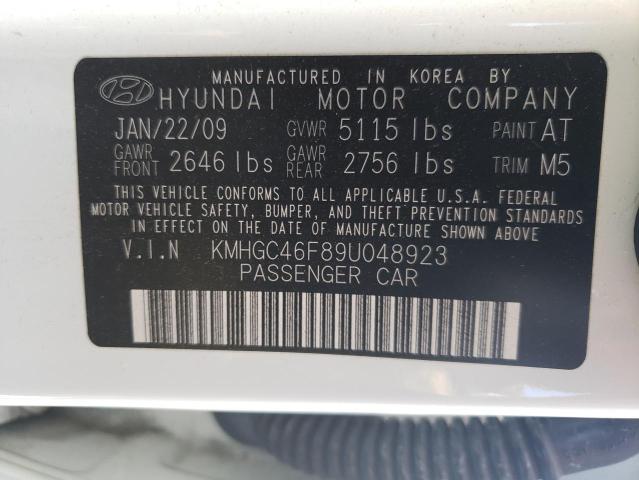 KMHGC46F89U048923 - 2009 HYUNDAI GENESIS 4.6L WHITE photo 13