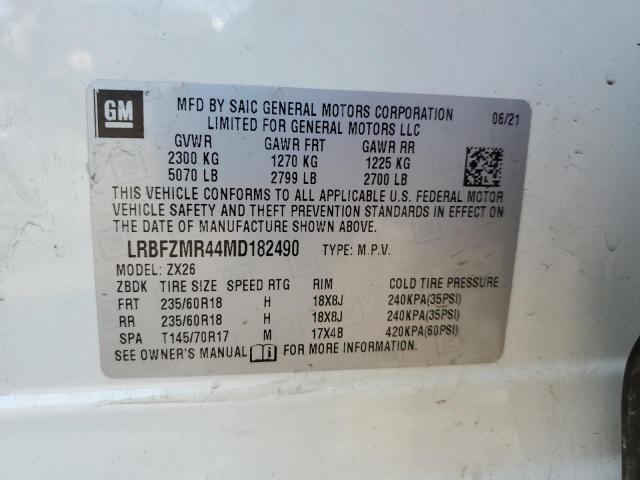 LRBFZMR44MD182490 - 2021 BUICK ENVISION PREFERRED WHITE photo 13