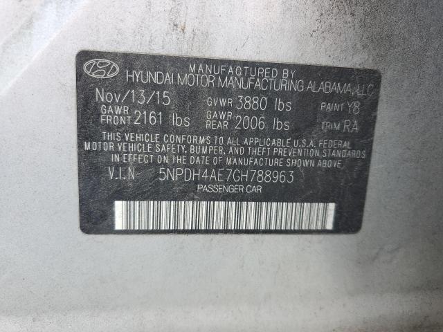 5NPDH4AE7GH788963 - 2016 HYUNDAI ELANTRA SE SILVER photo 12