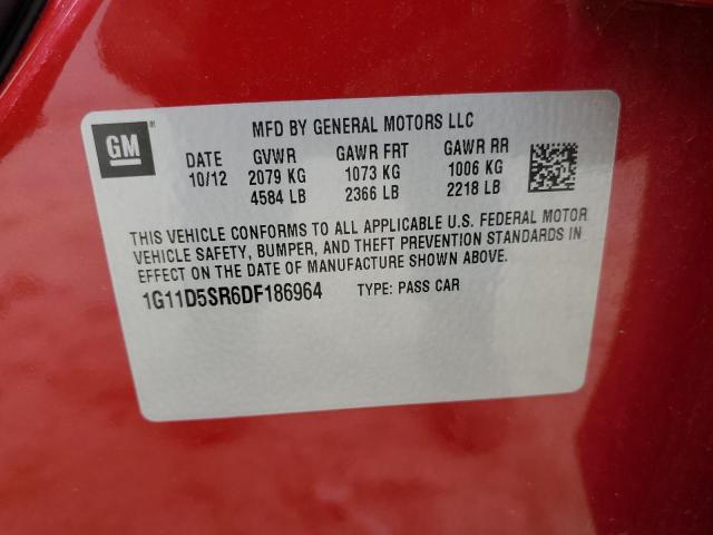 1G11D5SR6DF186964 - 2013 CHEVROLET MALIBU 1LT 红色 照片 12