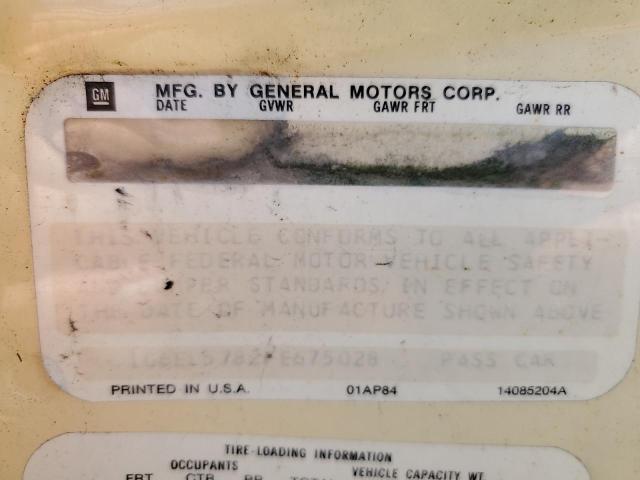 1G6EL5782FE675028 - 1985 CADILLAC ELDORADO ყვითელი ფოტო 12