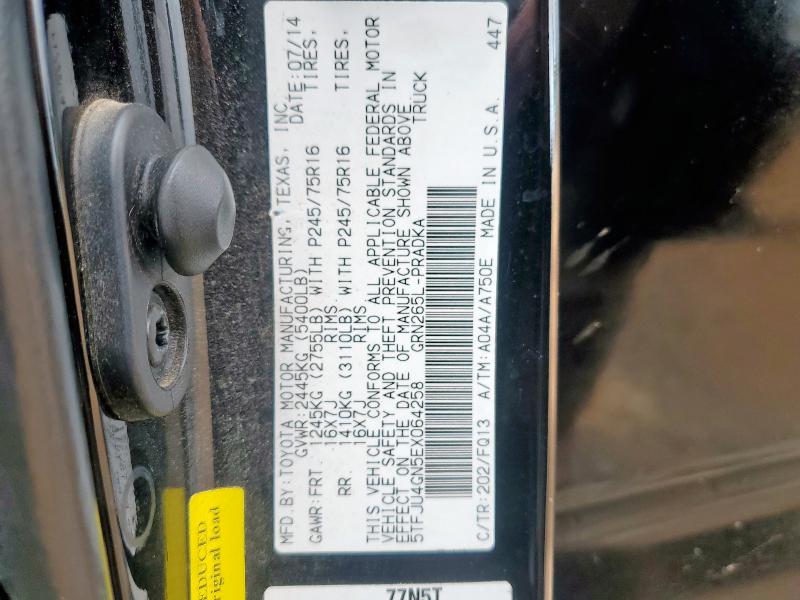 5TFJU4GN5EX064258 - 2014 TOYOTA TACOMA DOUBLE CAB PRERUNNER BLACK photo 12