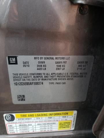 1G1ZC5EB5AF308374 - 2010 CHEVROLET MALIBU 1LT SILVER photo 12