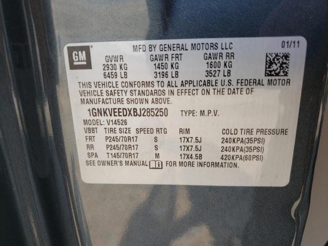 1GNKVEEDXBJ285250 - 2011 CHEVROLET TRAVERSE LS BLUE photo 12