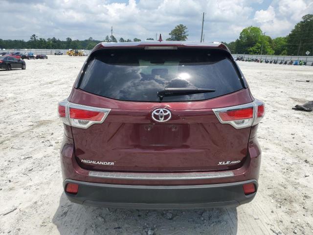 5TDJKRFH5FS076111 - 2015 TOYOTA HIGHLANDER XLE BURGUNDY photo 6