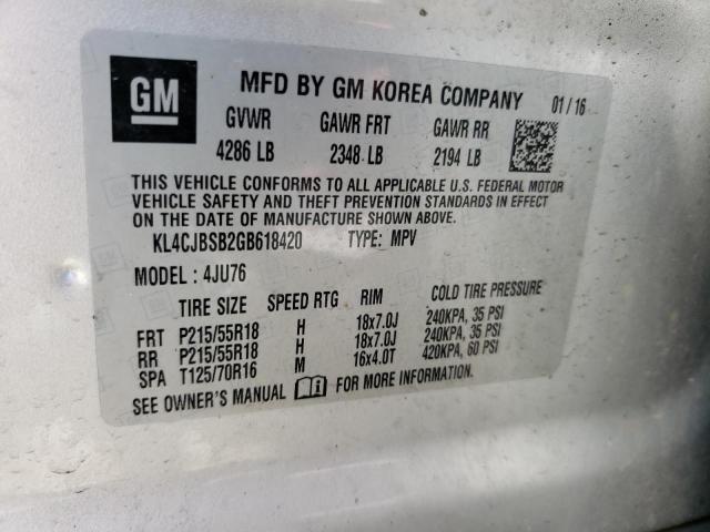 KL4CJBSB2GB618420 - 2016 BUICK ENCORE CONVENIENCE Gümüş foto 12