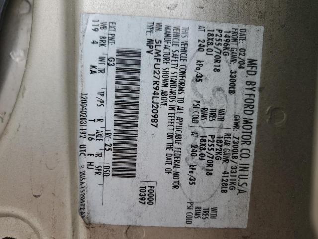 5LMFU27R94LJ20987 - 2004 LINCOLN NAVIGATOR თაფლისფერი ფოტო 14