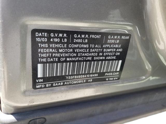 YS3FB49S841018495 - 2004 SAAB 9-3 LINEAR GRAY photo 12