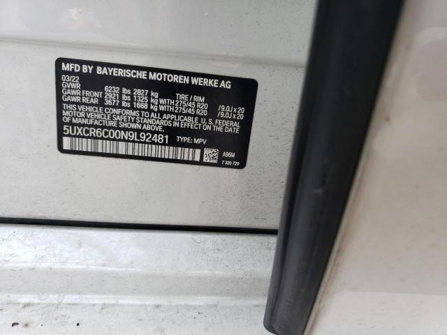 5UXCR6C00N9L92481 - 2022 BMW X5 XDRIVE40I WHITE photo 13