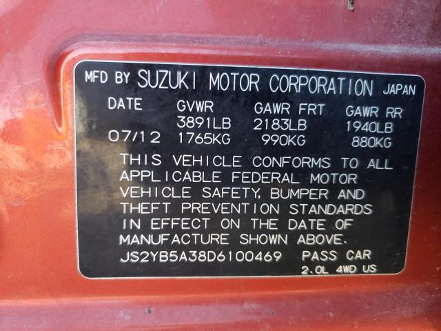 JS2YB5A38D6100469 - 2013 SUZUKI SX4 ORANGE photo 12