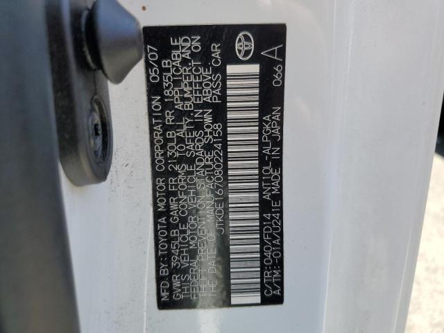 JTKDE167080224158 - 2008 TOYOTA SCION TC 白色 照片 12