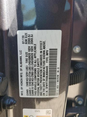 5FNYF7H59LB004449 - 2020 HONDA PASSPORT EXL Gris foto 13