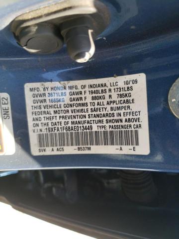 19XFA1F68AE013449 - 2010 HONDA CIVIC LX-S Күйген фото 10