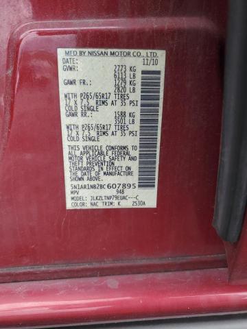 5N1AR1NB2BC607895 - 2011 NISSAN PATHFINDER S RED photo 12