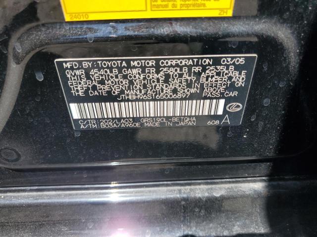 JTHBH96S165006897 - 2006 LEXUS GS 300 BLACK photo 12