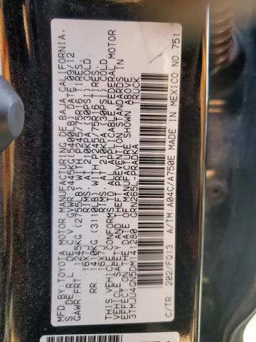 3TMJU4GN5DM141280 - 2013 TOYOTA TACOMA DOUBLE CAB PRERUNNER BLACK photo 13