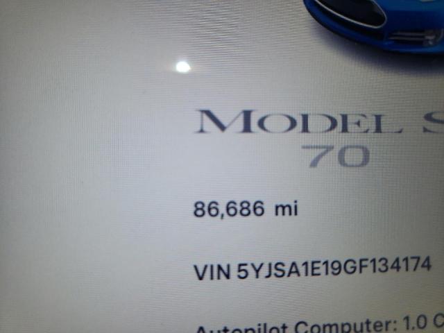 5YJSA1E19GF134174 - 2016 TESLA MODEL S Կապույտ լուսանկար 9