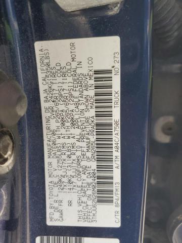 3TMJU62N26M024004 - 2006 TOYOTA TACOMA DOUBLE CAB PRERUNNER BLUE photo 12