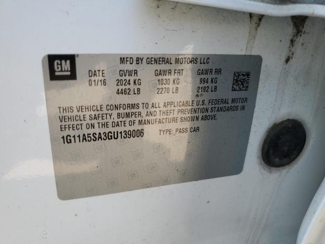 1G11A5SA3GU139006 - 2016 CHEVROLET MALIBU LIM LS WHITE photo 13