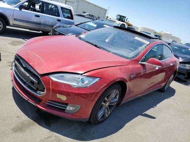 5YJSA1H12EFP50324 - 2014 TESLA MODEL S RED photo 1