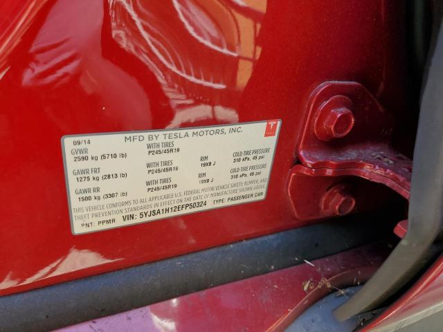 5YJSA1H12EFP50324 - 2014 TESLA MODEL S Կարմիր լուսանկար 12