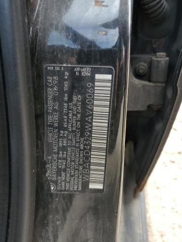 WBACD4329WAV60069 - 1998 BMW 328 I AUTOMATIC BLACK photo 12
