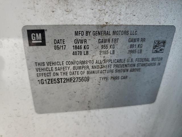 1G1ZE5ST2HF275609 - 2017 CHEVROLET MALIBU LT WHITE photo 12