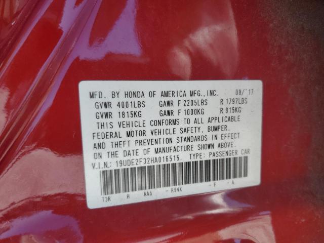 19UDE2F32HA016515 - 2017 ACURA ILX BASE WATCH PLUS RED photo 12